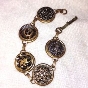 Vintage Antique Brass Button Bracelet